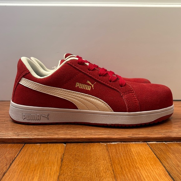 NWT Puma Safety Work Shoes - Iconic Suede Red Womens Low - Picture 1 of 16